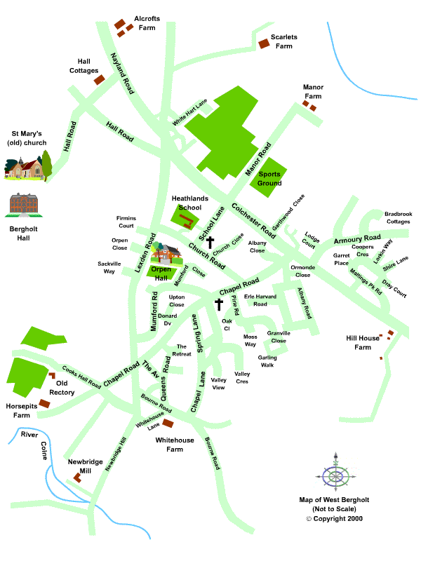 Schematic map of West Bergholt