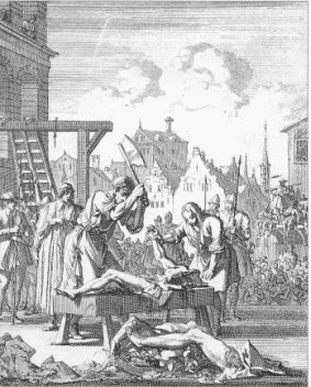 Old print of somebody being quartered