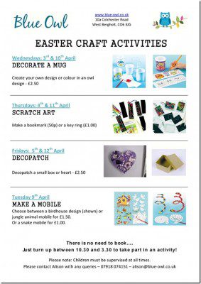 Easter craft activities at Blue Owl