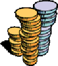 Piles of coins
