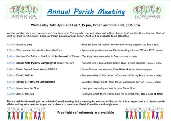 Agenda for the 2023 Annual Parish Meeting