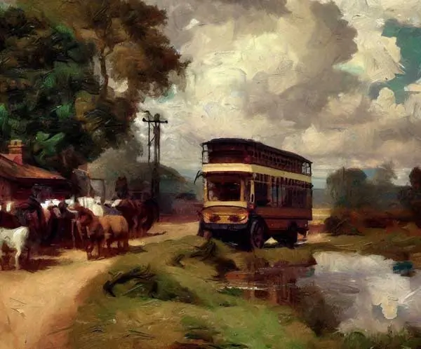 Public Transport in AI generated style of Constable