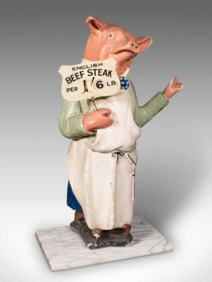 Edwardian butchers' advertising pig
