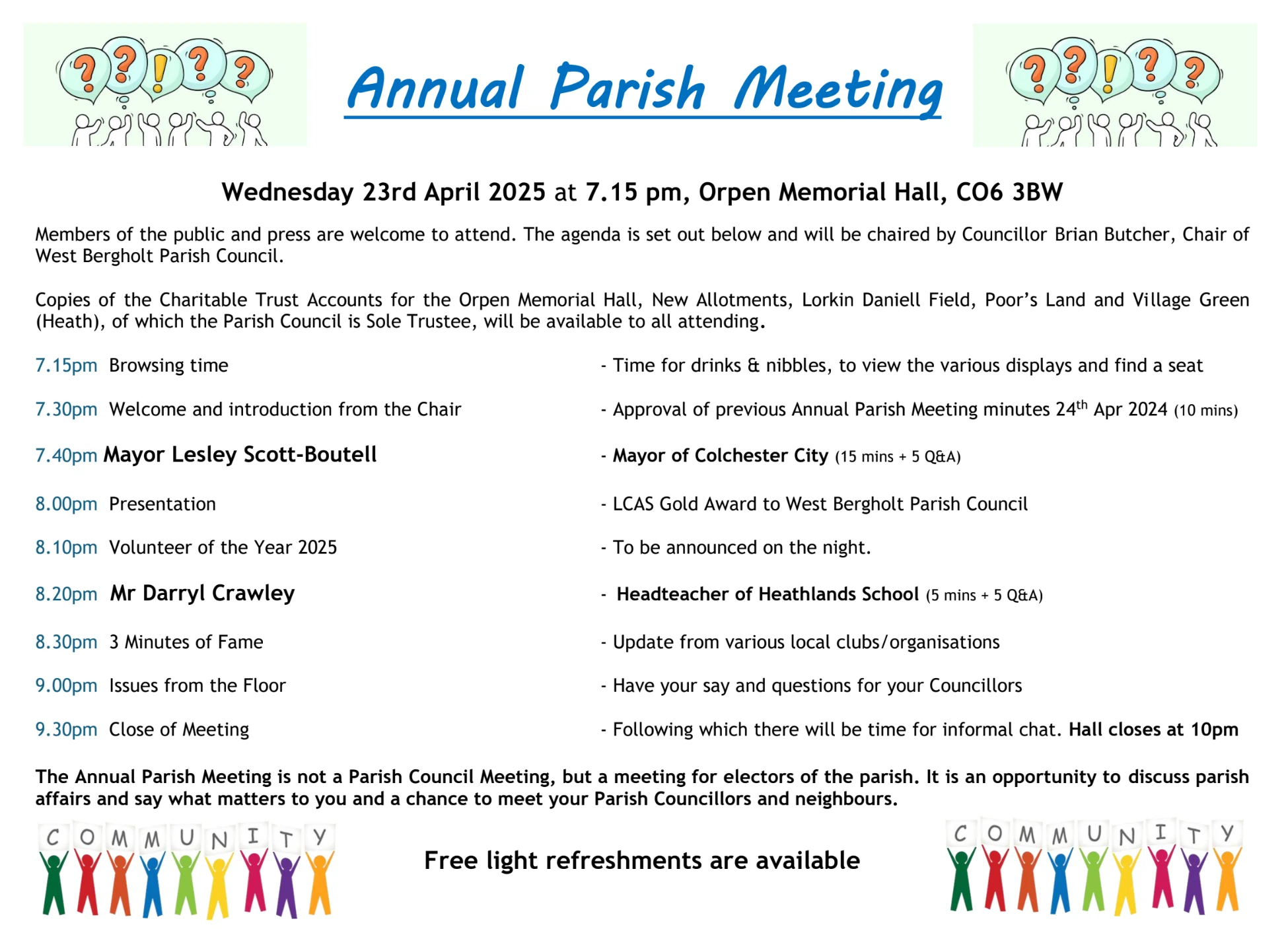 Agenda for 2025 Annual Parish Meeting