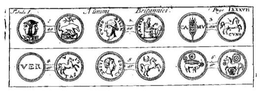 Drawings of coins found under the Essex County Hospital