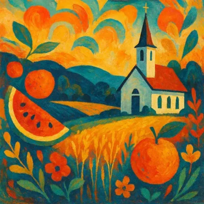 AI generated abstract image to reflect the idea of the Taste of Summer in a church context.